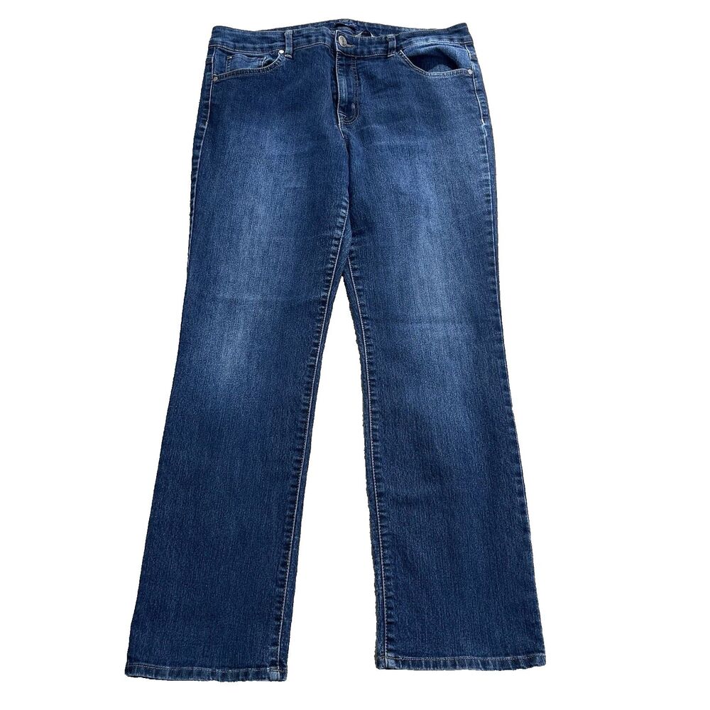 Bandolino Jeans Samantha Women’s 16 Blue Denim Straight Leg Mid Rise Stretch